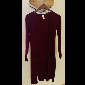 Maroon Faded Glory Long Cardigan